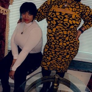 2 pc cheetah knit dress and crop